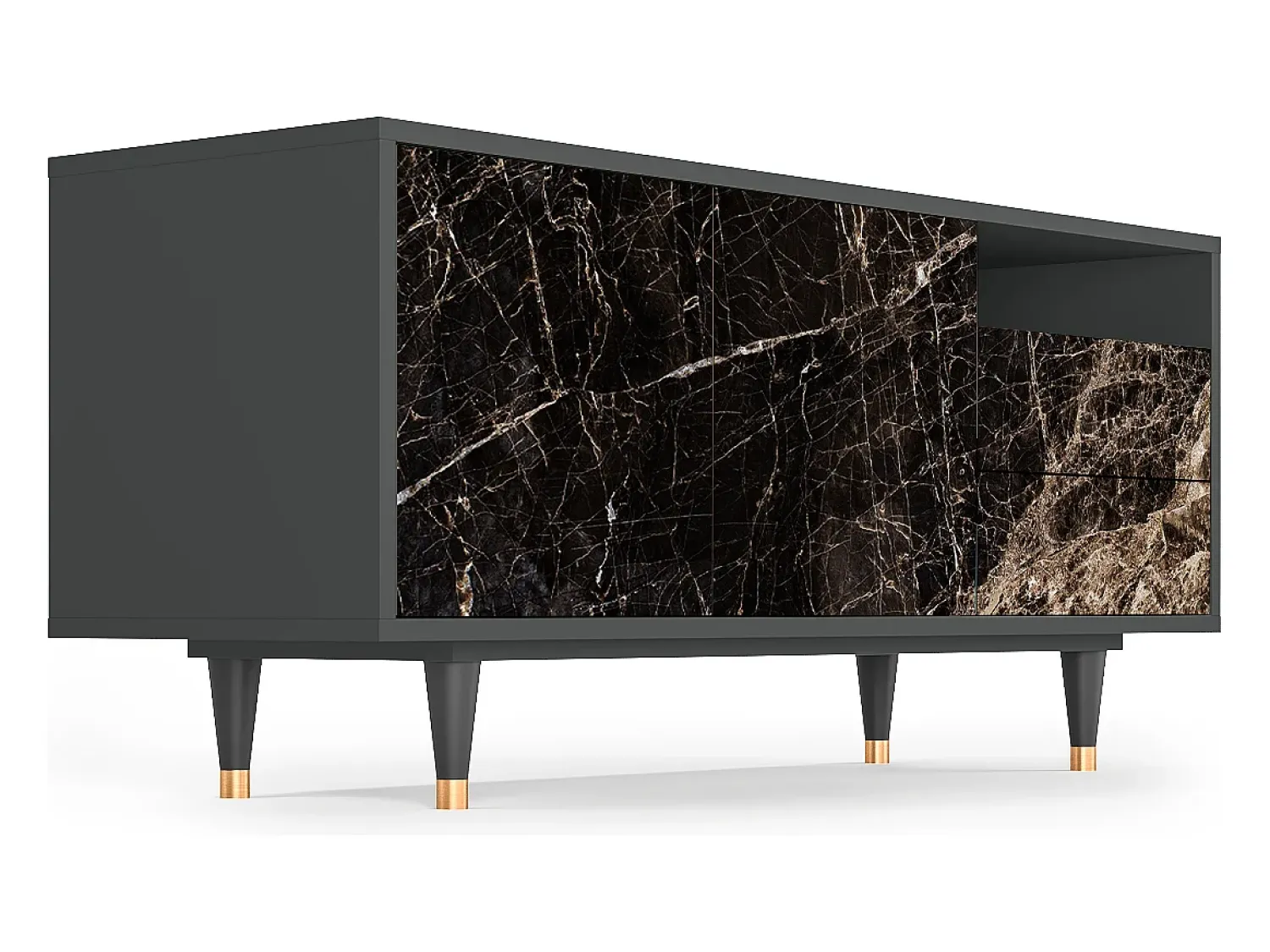 Móvel De Tv* Mueble de TV - 125х56х41 cm - T7 - Night Abyss, Antracite Cinza antracite