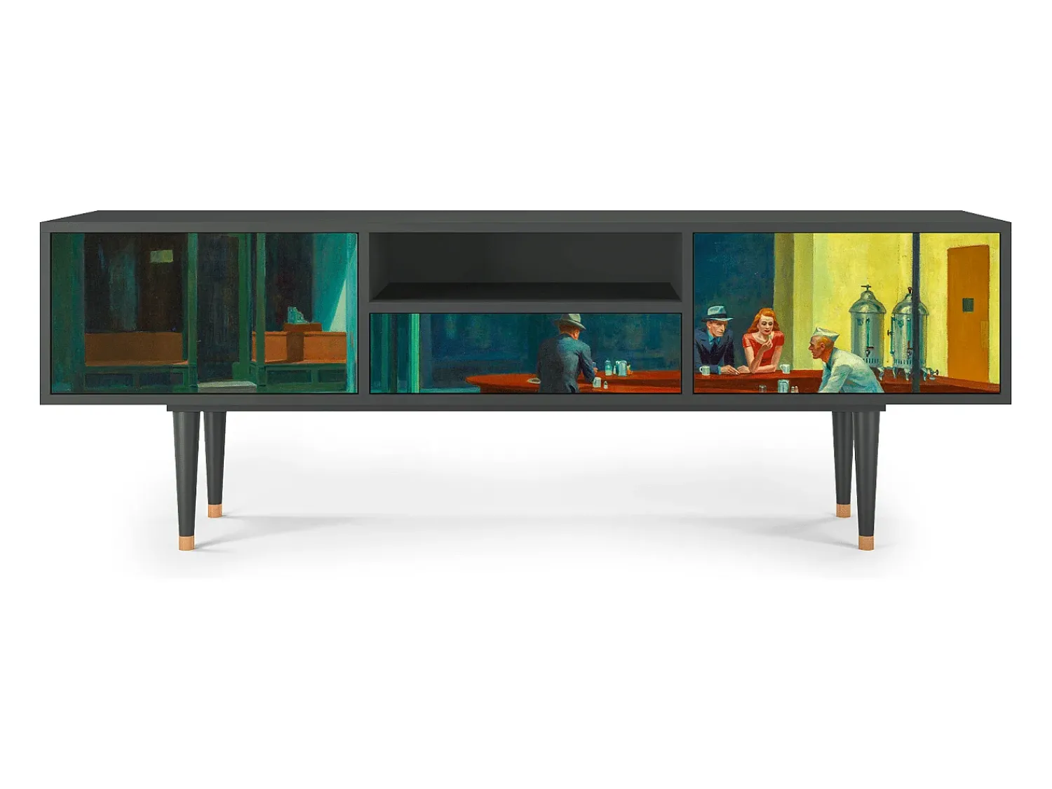 Móvel De Tv| Mueble de TV - 170х59х41 cm - T6 - Nighthawks by Hopper, Antracite Cinza antracite