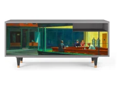 Móvel De Tv| Mueble de TV - 125х56х41 cm - T7 - Nighthawks by Hopper, Cinza Cinzento