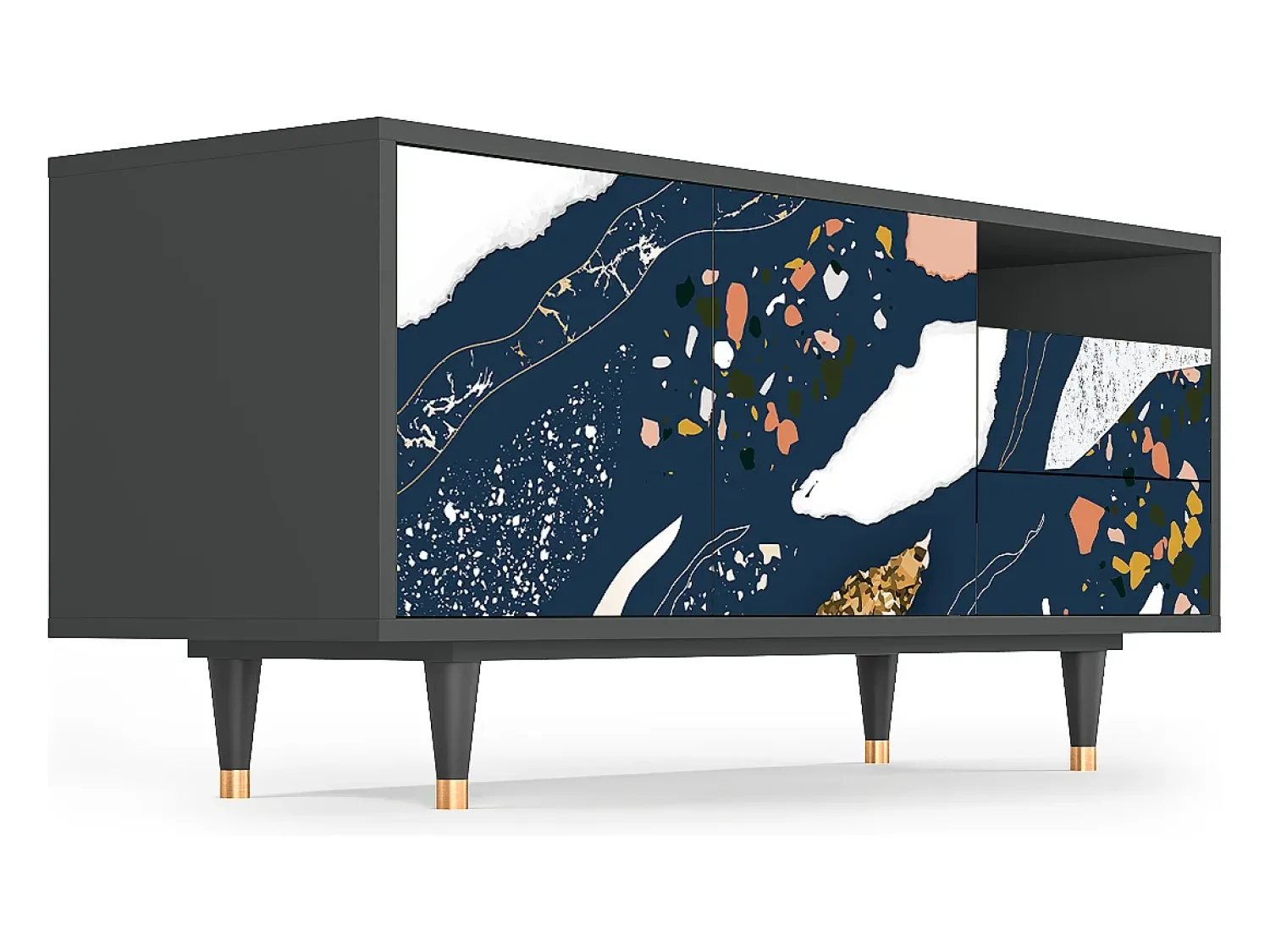 Sale Mueble de TV - 125х56х41 cm - T7 - Nude Iceberg, Antracite Cinza antracite