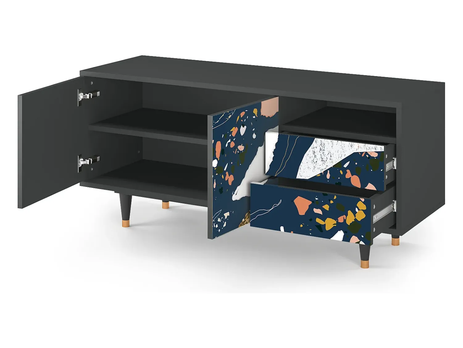 Sale Mueble de TV - 125х56х41 cm - T7 - Nude Iceberg, Antracite Cinza antracite