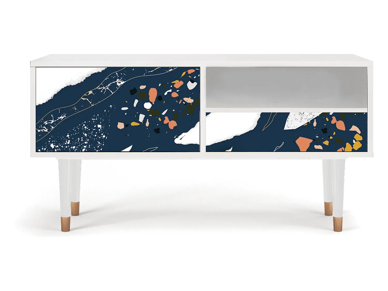 Discount Mueble de TV - 115х59х48 cm - T3 - Nude Iceberg, Branco Bege