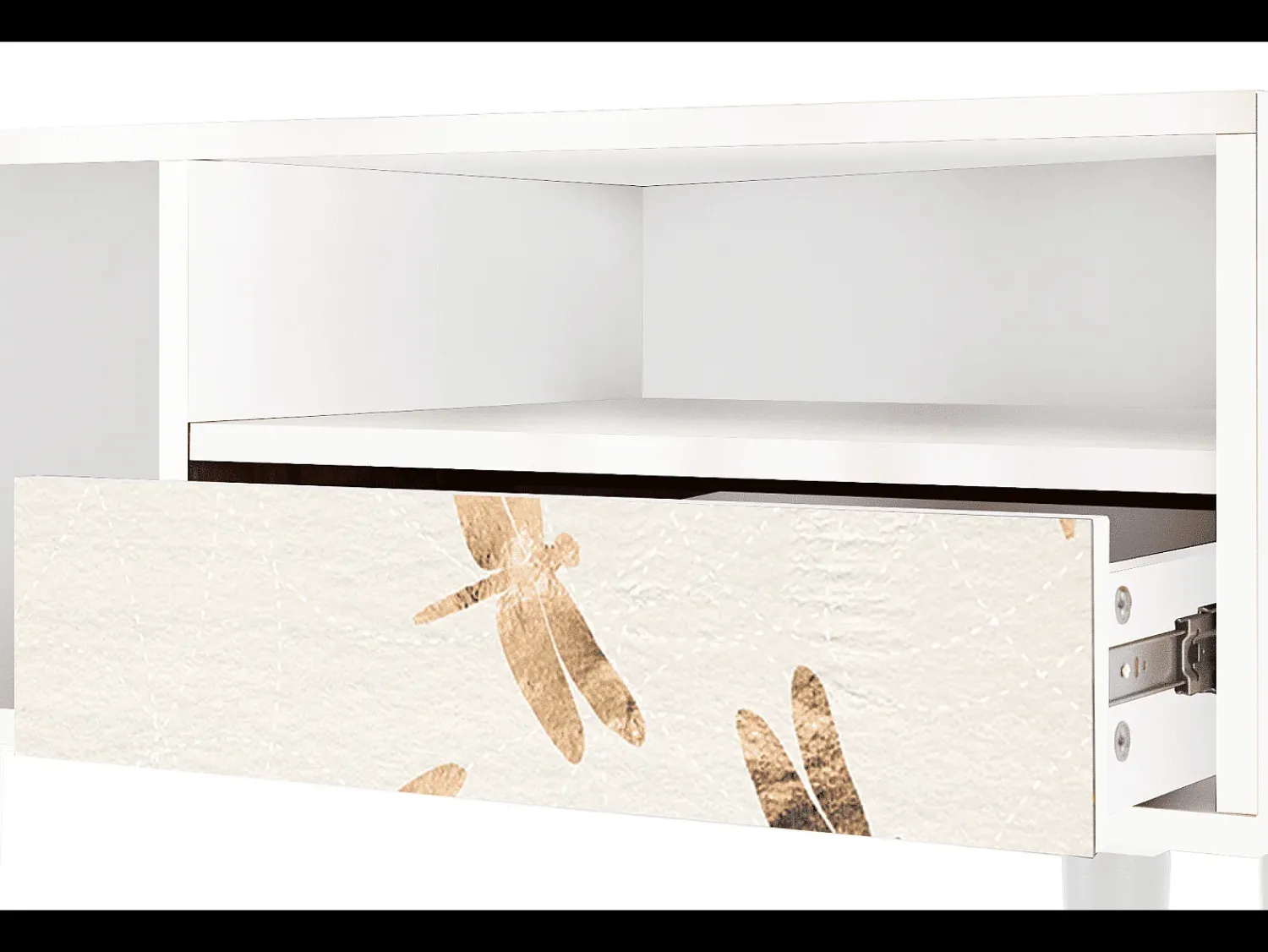 Mueble de TV - 115х59х48 cm - T3 - Nude Dragonflies, Branco Bege
