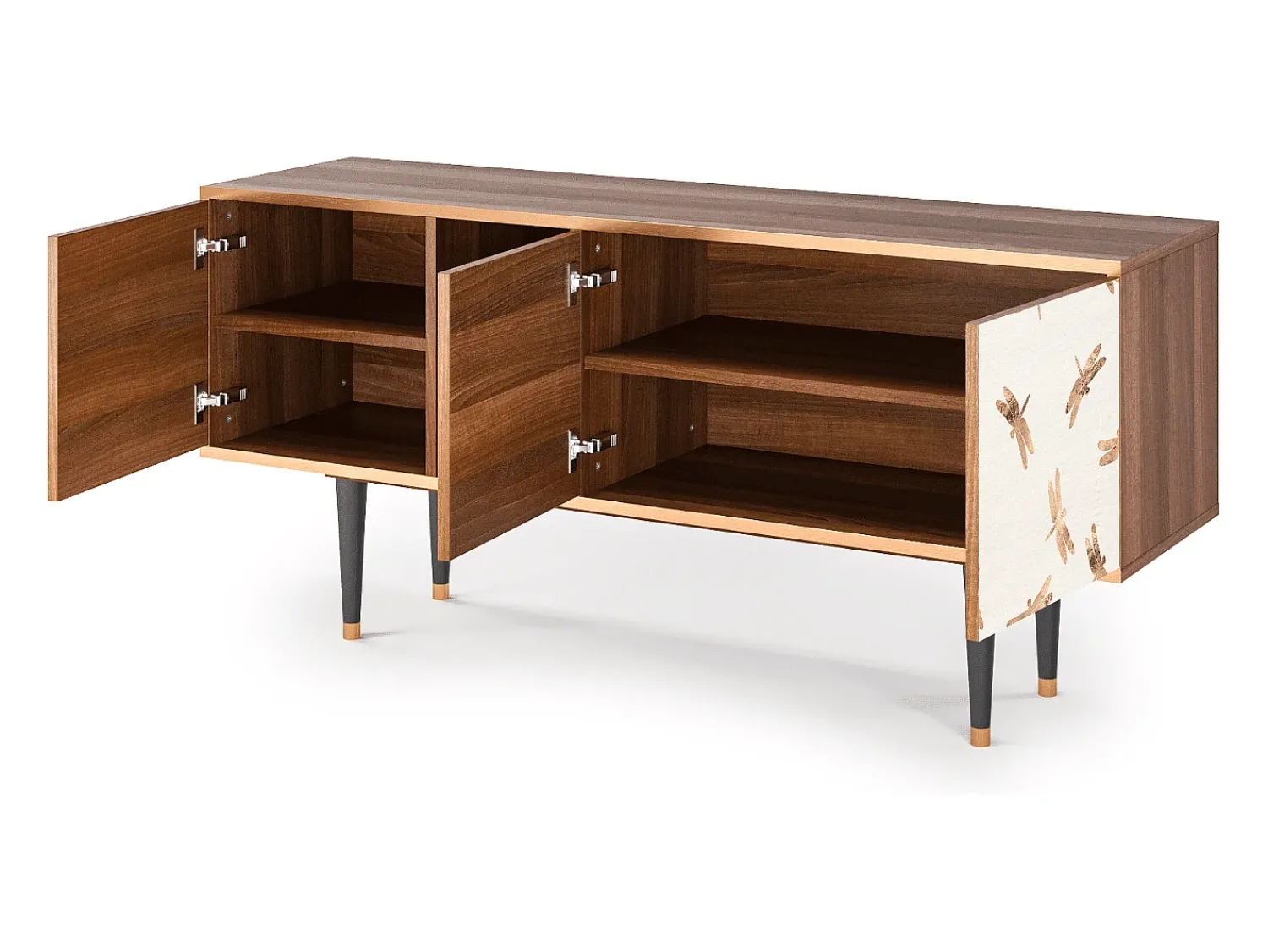 Móvel De Tv| Mueble de TV - 150х69х41 cm - T5 - Nude Dragonflies, Nogueira Castanho