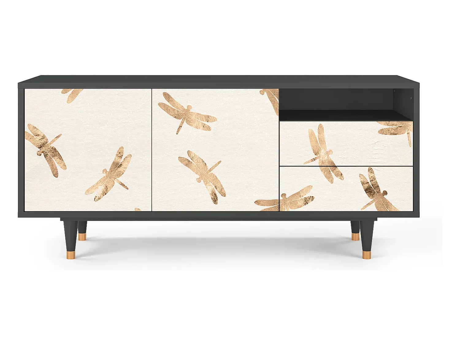 Mueble de TV - 125х56х41 cm - T7 - Nude Dragonflies, Antracite^ Móvel De Tv