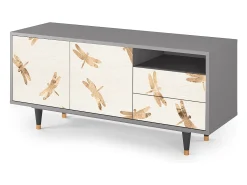 Móvel De Tv| Mueble de TV - 125х56х41 cm - T7 - Nude Dragonflies, Cinza Cinzento