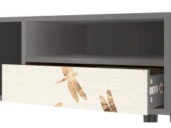 Móvel De Tv| Mueble de TV - 115х59х48 cm - T3 - Nude Dragonflies, Cinza Cinzento