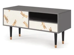 Móvel De Tv| Mueble de TV - 115х59х48 cm - T3 - Nude Dragonflies, Cinza Cinzento