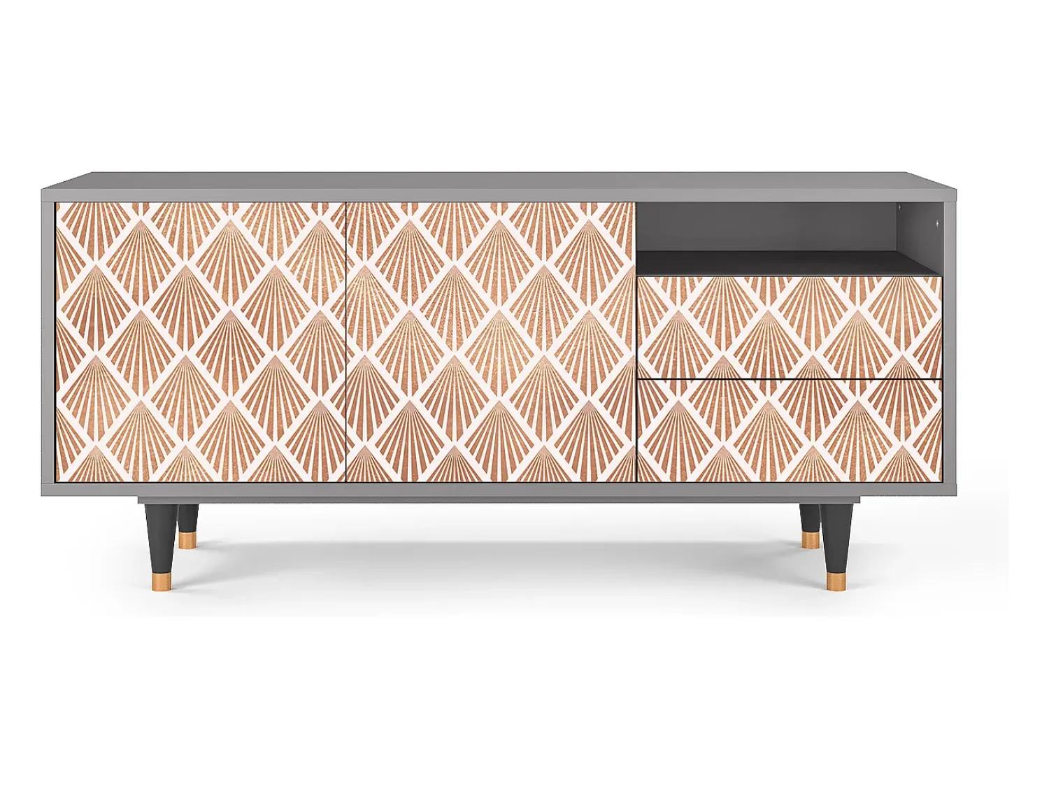 Móvel De Tv* Mueble de TV - 125х56х41 cm - T7 - Pastel Sunrise, Cinza Cinzento