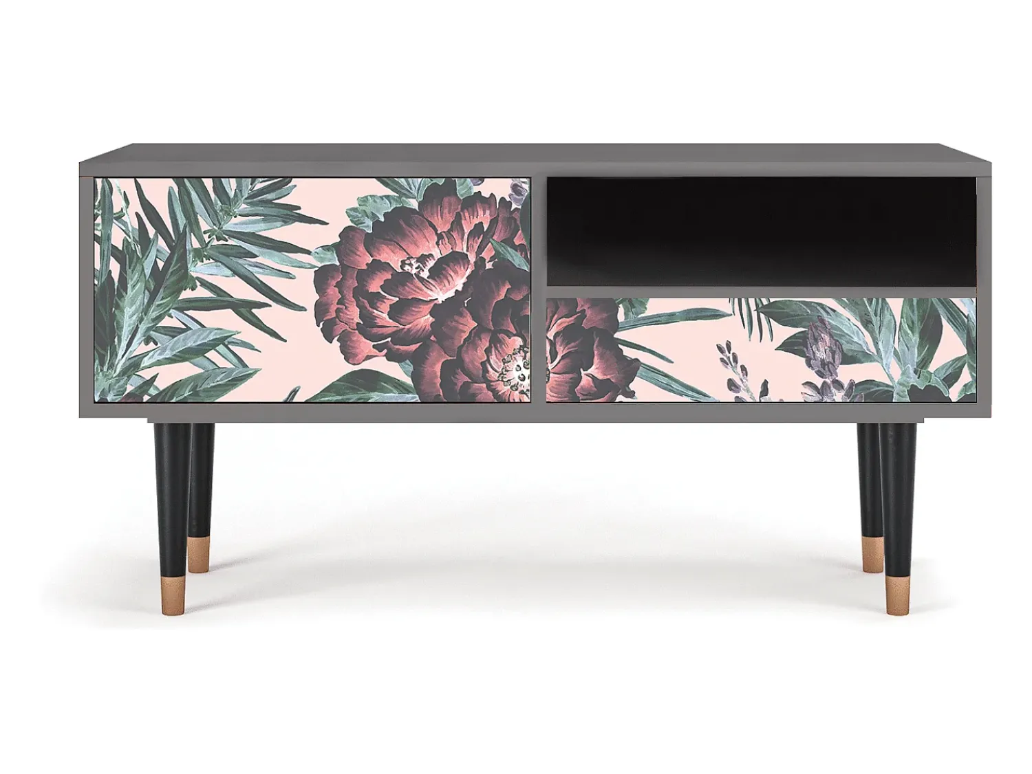 Móvel De Tv| Mueble de TV - 115х59х48 cm - T3 - Peach Peonies, Areia Bege