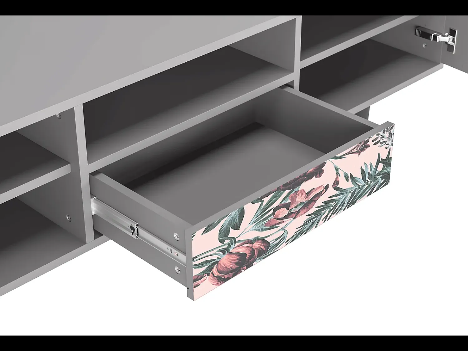 Mueble de TV - 170х59х41 cm - T6 - Peach Peonies, Cinza^ Móvel De Tv