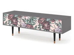 Móvel De Tv* Mueble de TV - 170х59х48 cm - T4 - Peach Peonies, Cinza Cinzento