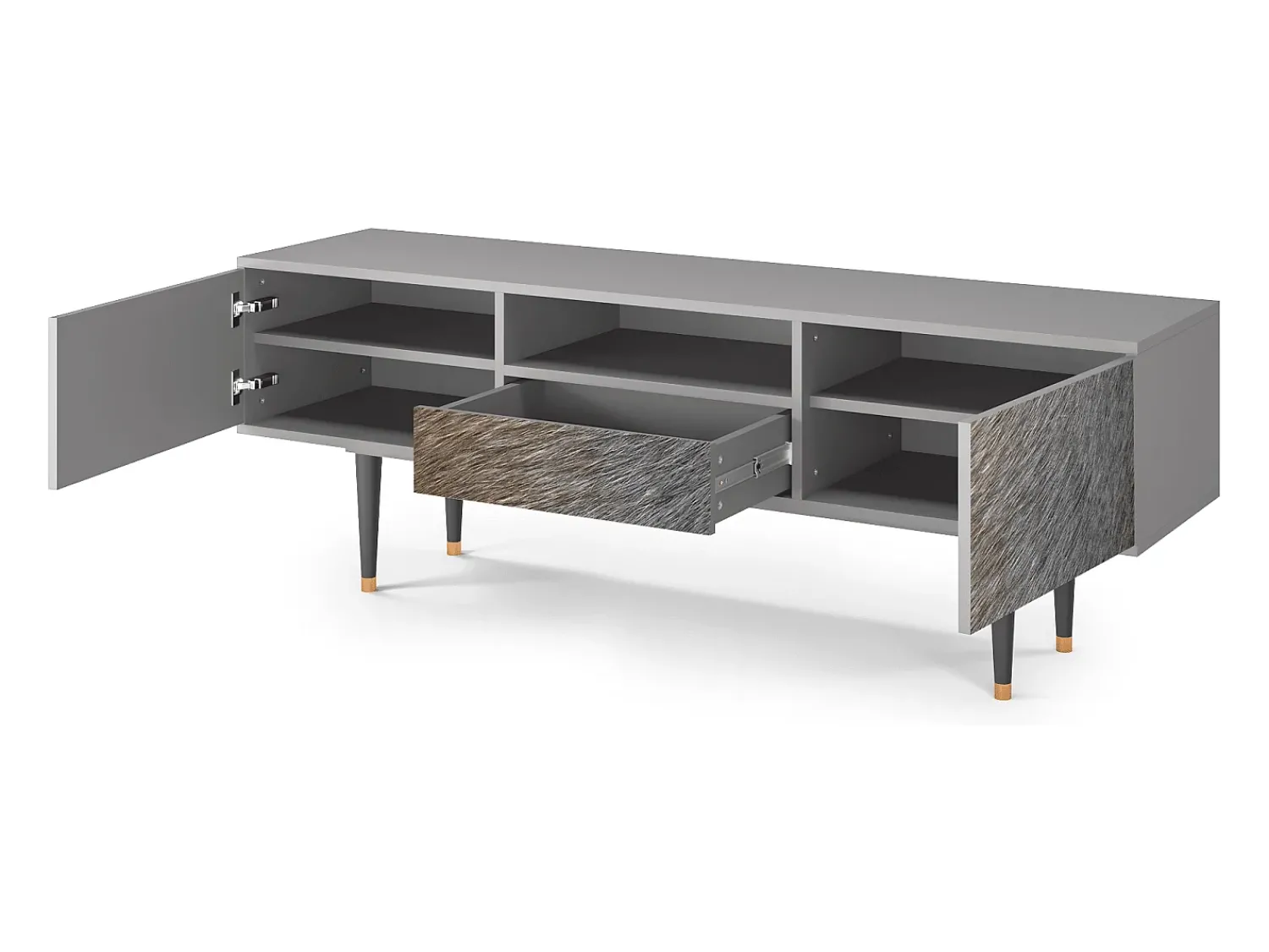 Mueble de TV - 170х59х41 cm - T6 - Peanut Hair, Cinza^ Móvel De Tv