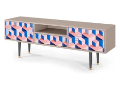 Móvel De Tv| Mueble de TV - 170х59х41 cm - T6 - Pinky Squares, Latte Bege