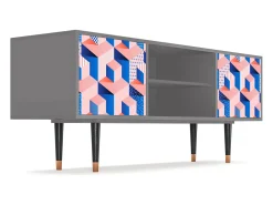 Móvel De Tv* Mueble de TV - 170х69х48 cm - T2 - Pinky Squares, Cinza Cinzento