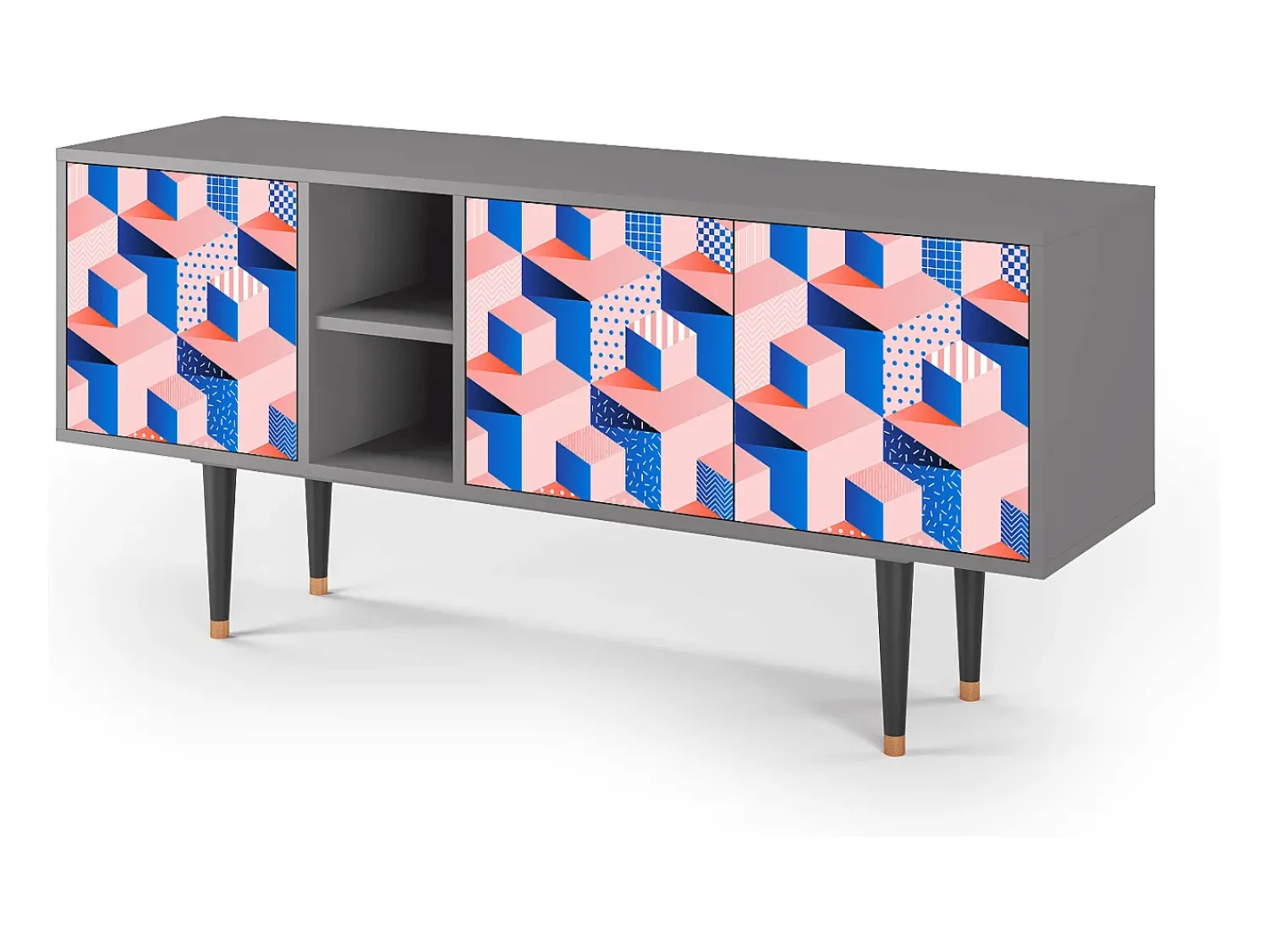 Mueble de TV - 150х69х41 cm - T5 - Pinky Squares, Cinza^ Móvel De Tv