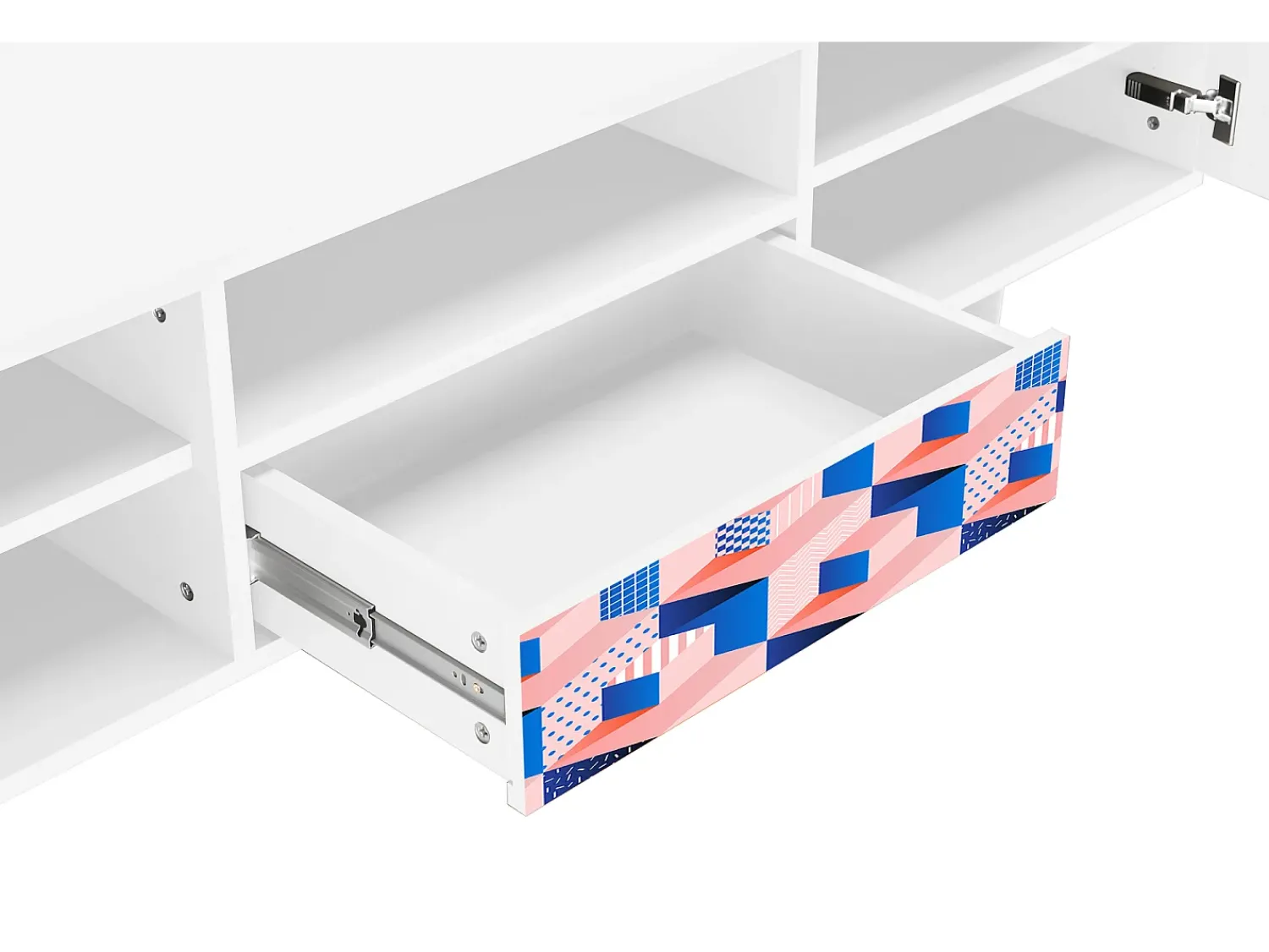 Mueble de TV - 170х59х41 cm - T6 - Pinky Squares, Branco Bege