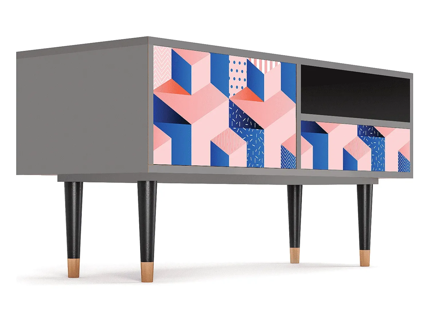 Móvel De Tv| Mueble de TV - 115х59х48 cm - T3 - Pinky Squares, Cinza Cinzento