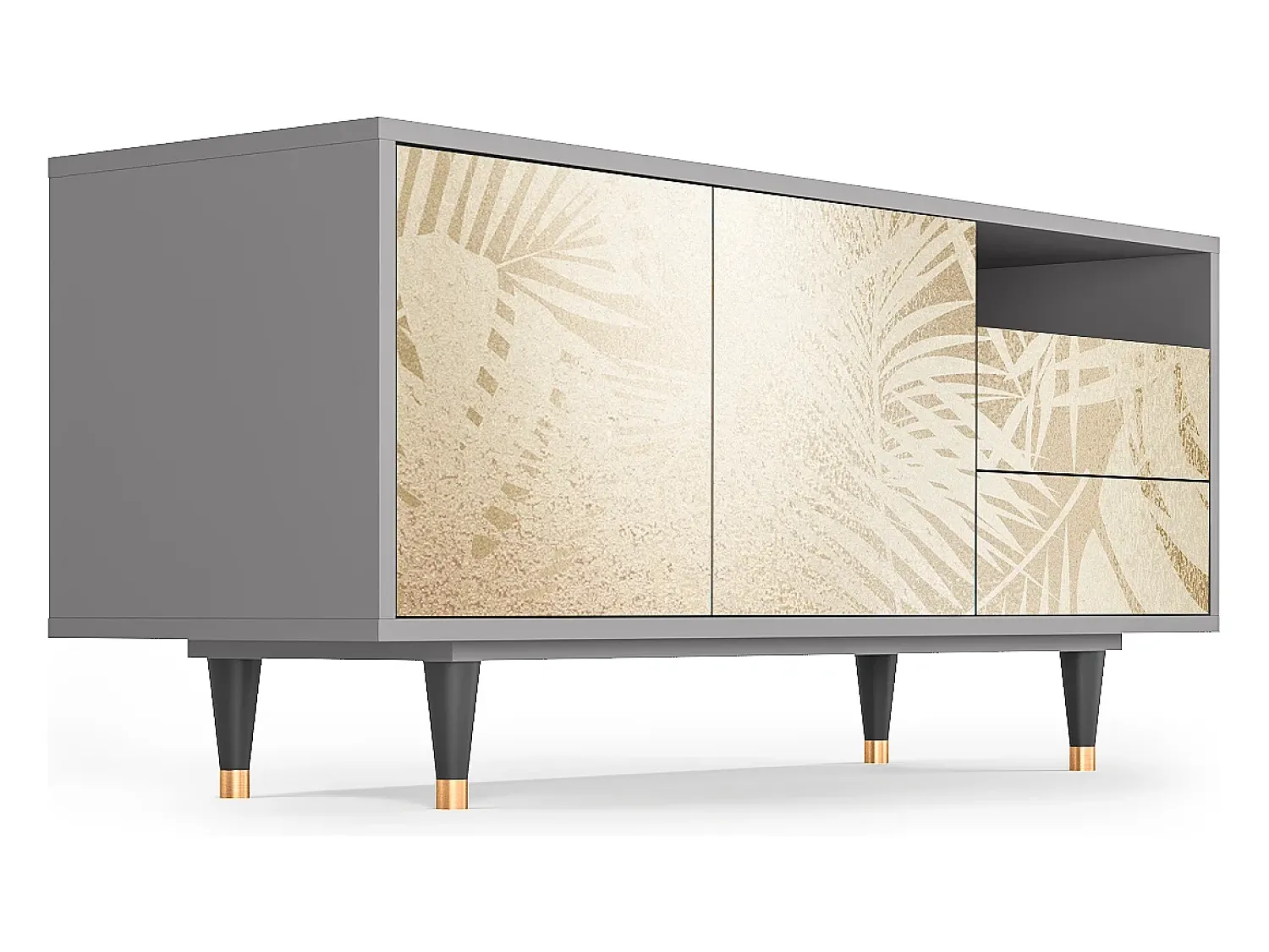 Hot Mueble de TV - 125х56х41 cm - T7 - Plant of the Dessert, Cinza Cinzento