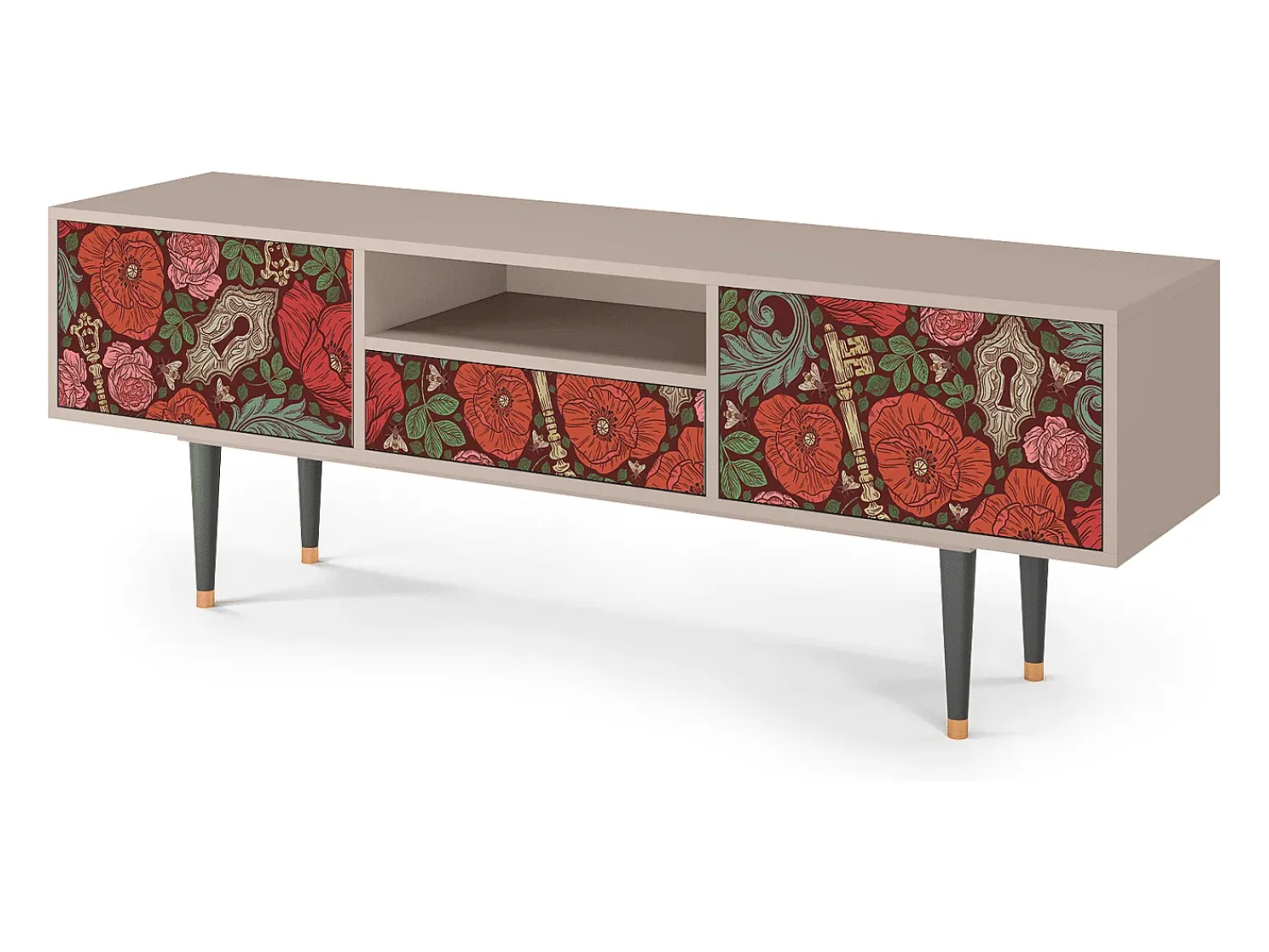 Móvel De Tv* Mueble de TV - 170х59х41 cm - T6 - Poppy Garden, Latte Bege