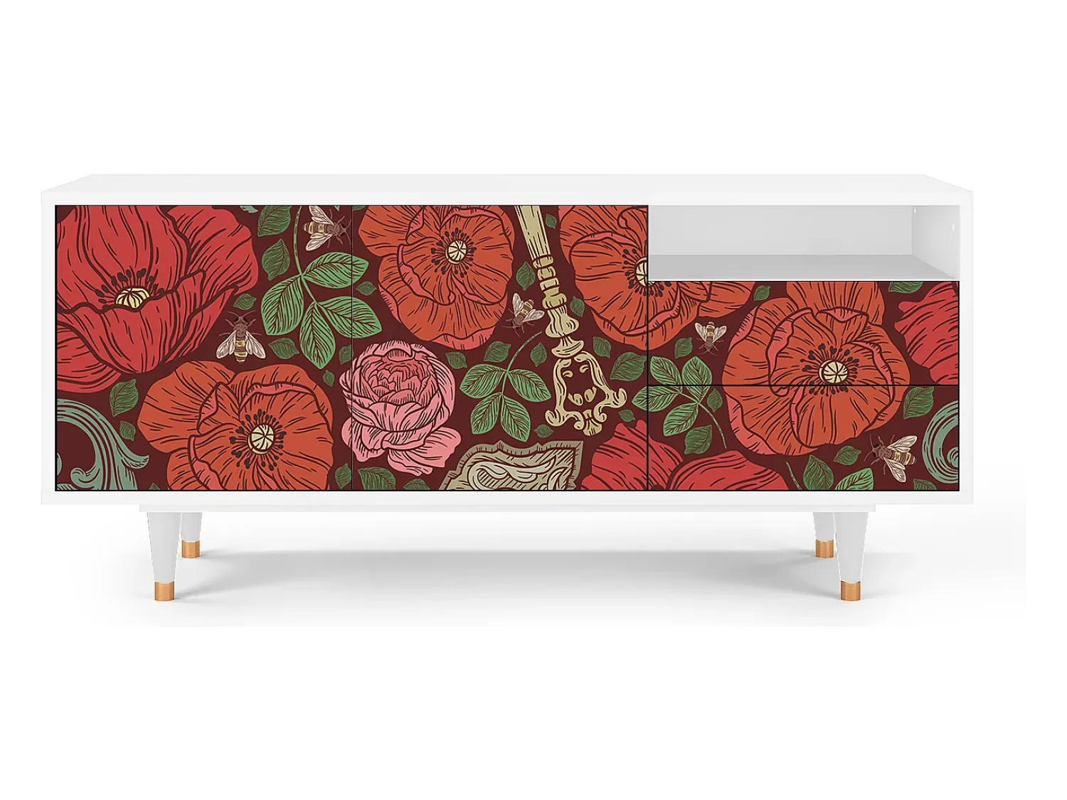 Sale Mueble de TV - 125х56х41 cm - T7 - Poppy Garden, Branco Bege