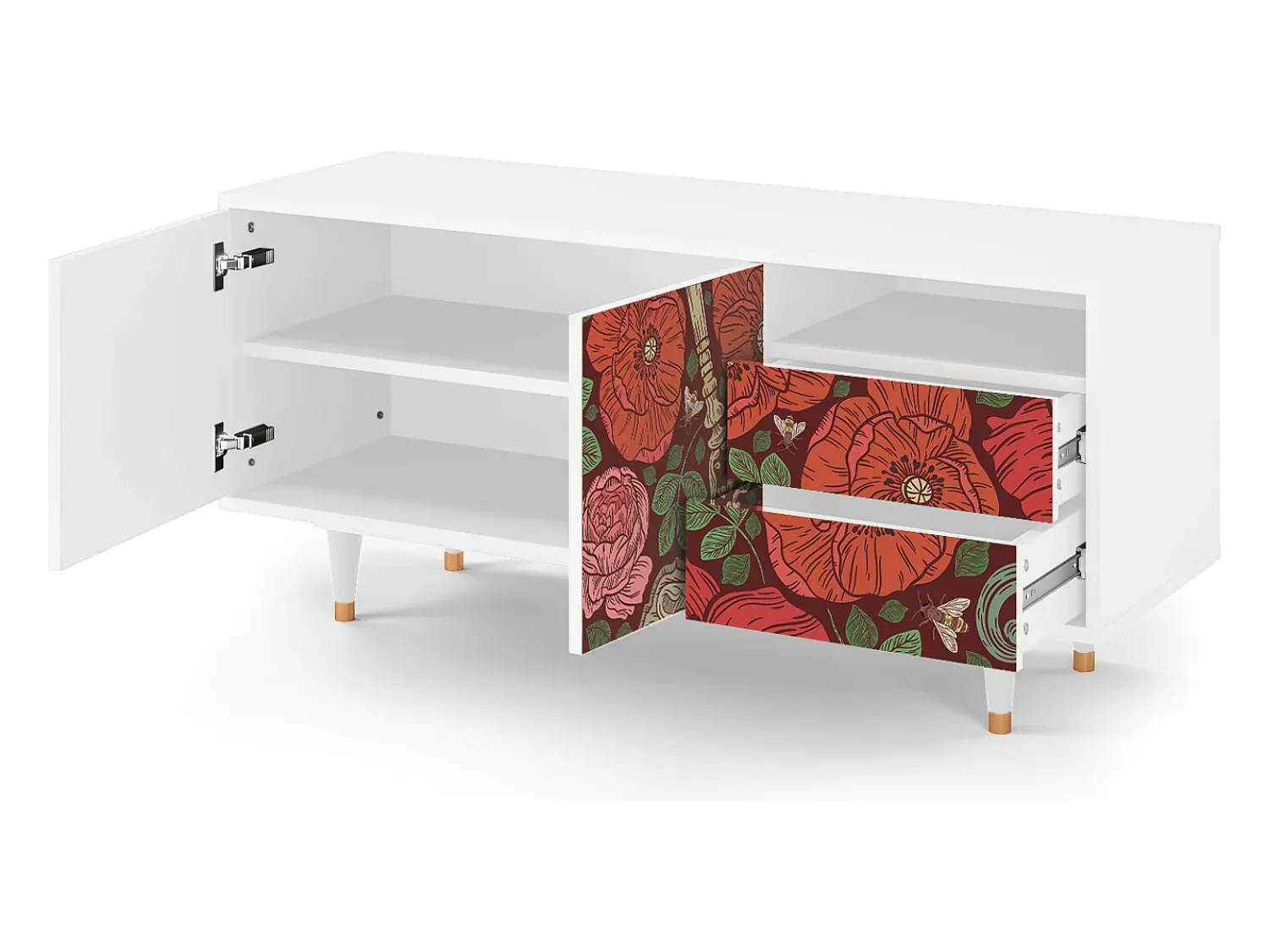 Sale Mueble de TV - 125х56х41 cm - T7 - Poppy Garden, Branco Bege
