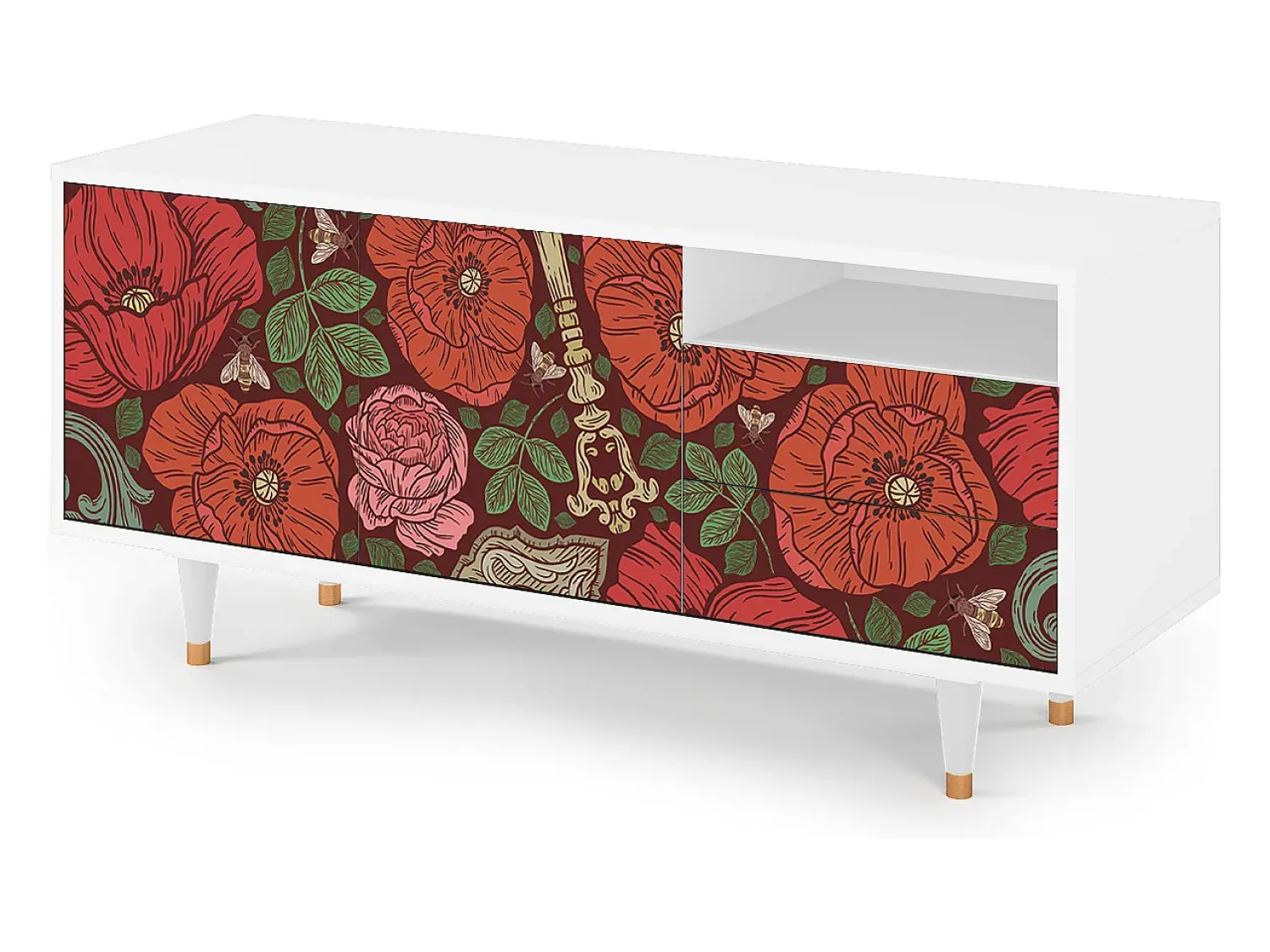 Sale Mueble de TV - 125х56х41 cm - T7 - Poppy Garden, Branco Bege