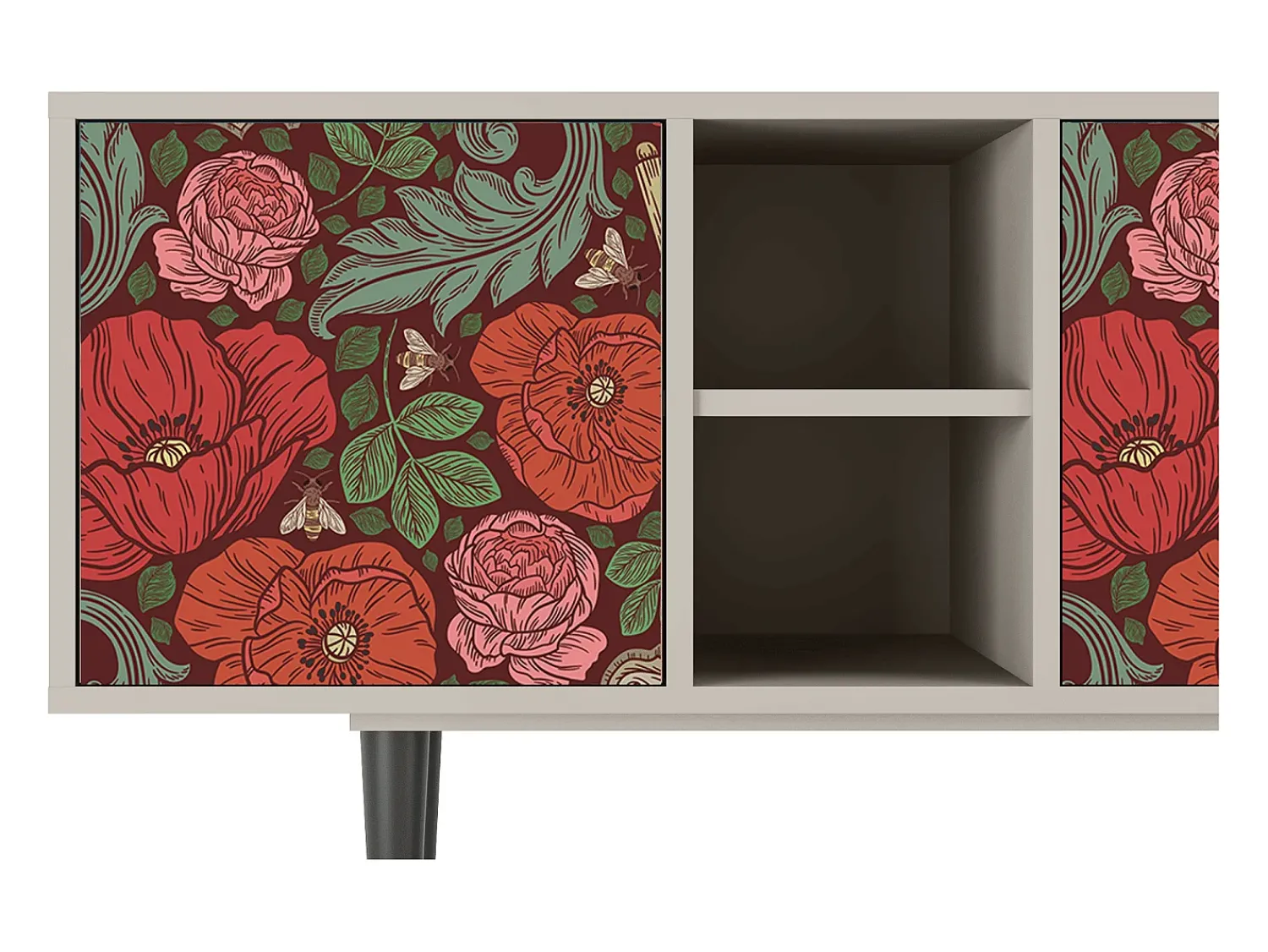 Móvel De Tv| Mueble de TV - 150х69х41 cm - T5 - Poppy Garden, Areia Bege