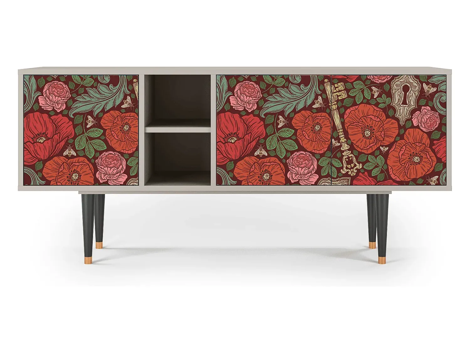 Móvel De Tv| Mueble de TV - 150х69х41 cm - T5 - Poppy Garden, Areia Bege