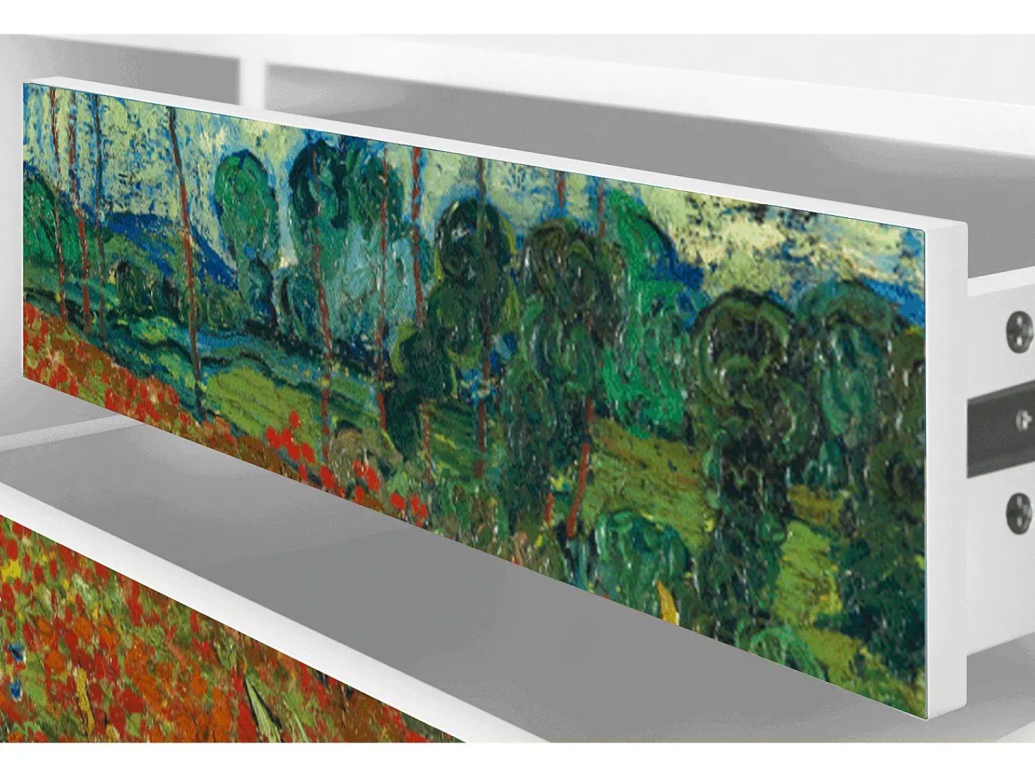 Online Mueble de TV - 170х59х48 cm - T4 - Poppy field by van Gogh, Branco Bege