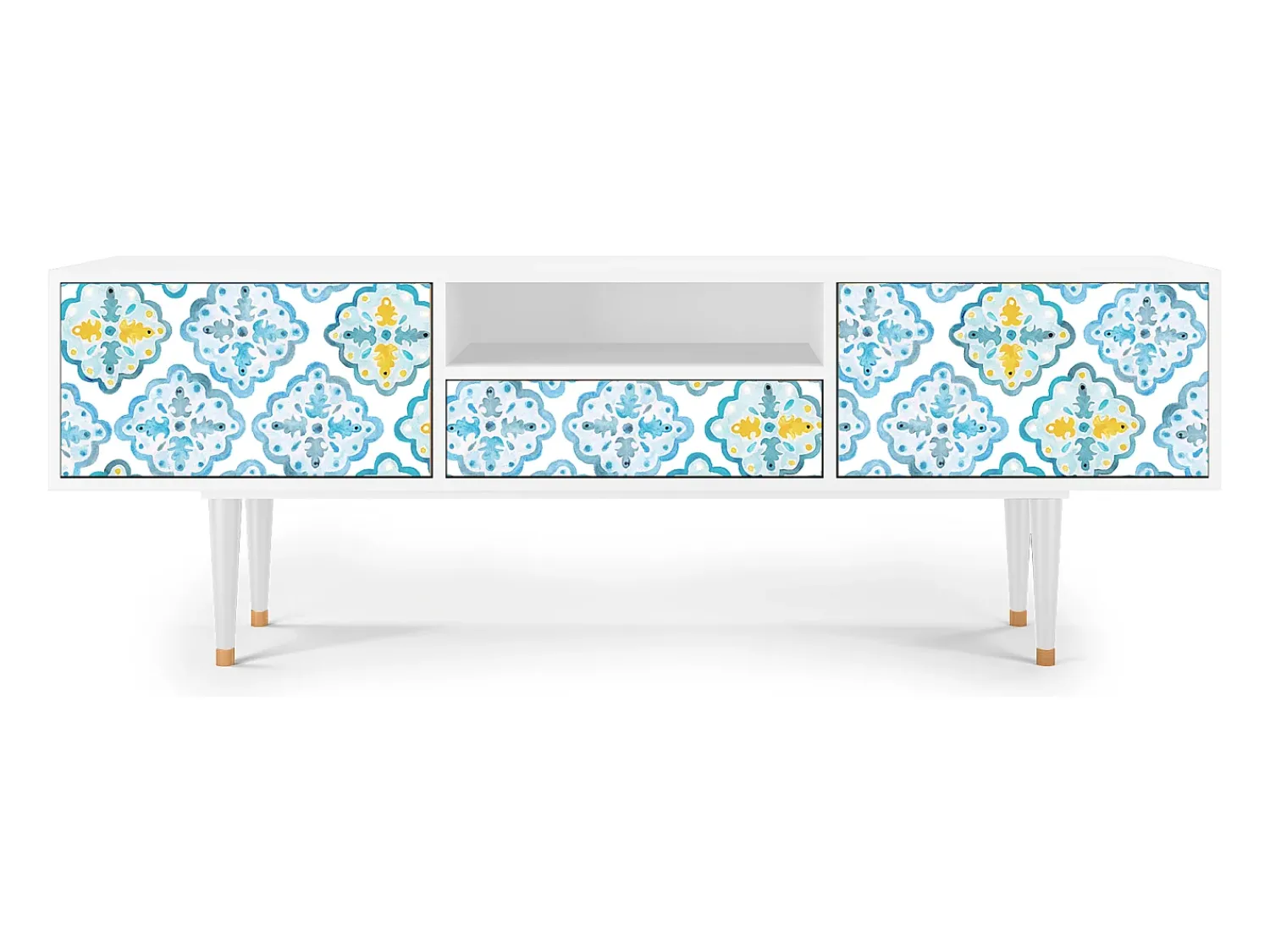 Mueble de TV - 170х59х41 cm - T6 - Portugese tiles, Branco^ Móvel De Tv