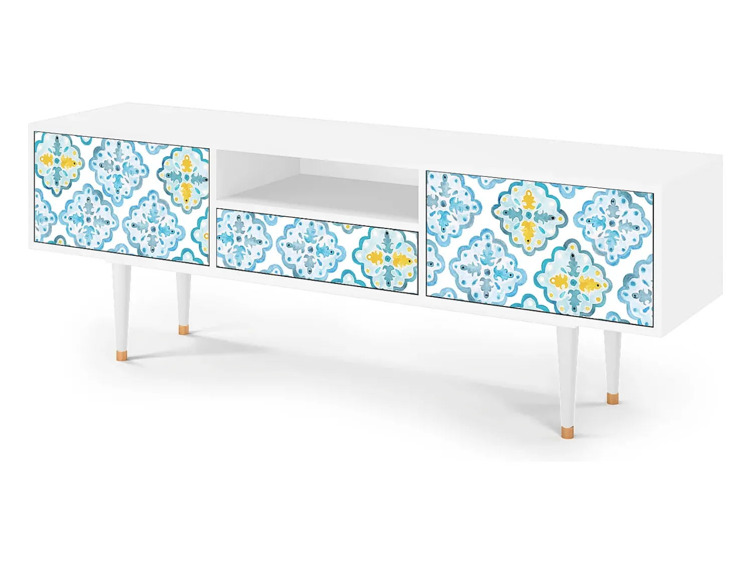 Mueble de TV - 170х59х41 cm - T6 - Portugese tiles, Branco^ Móvel De Tv