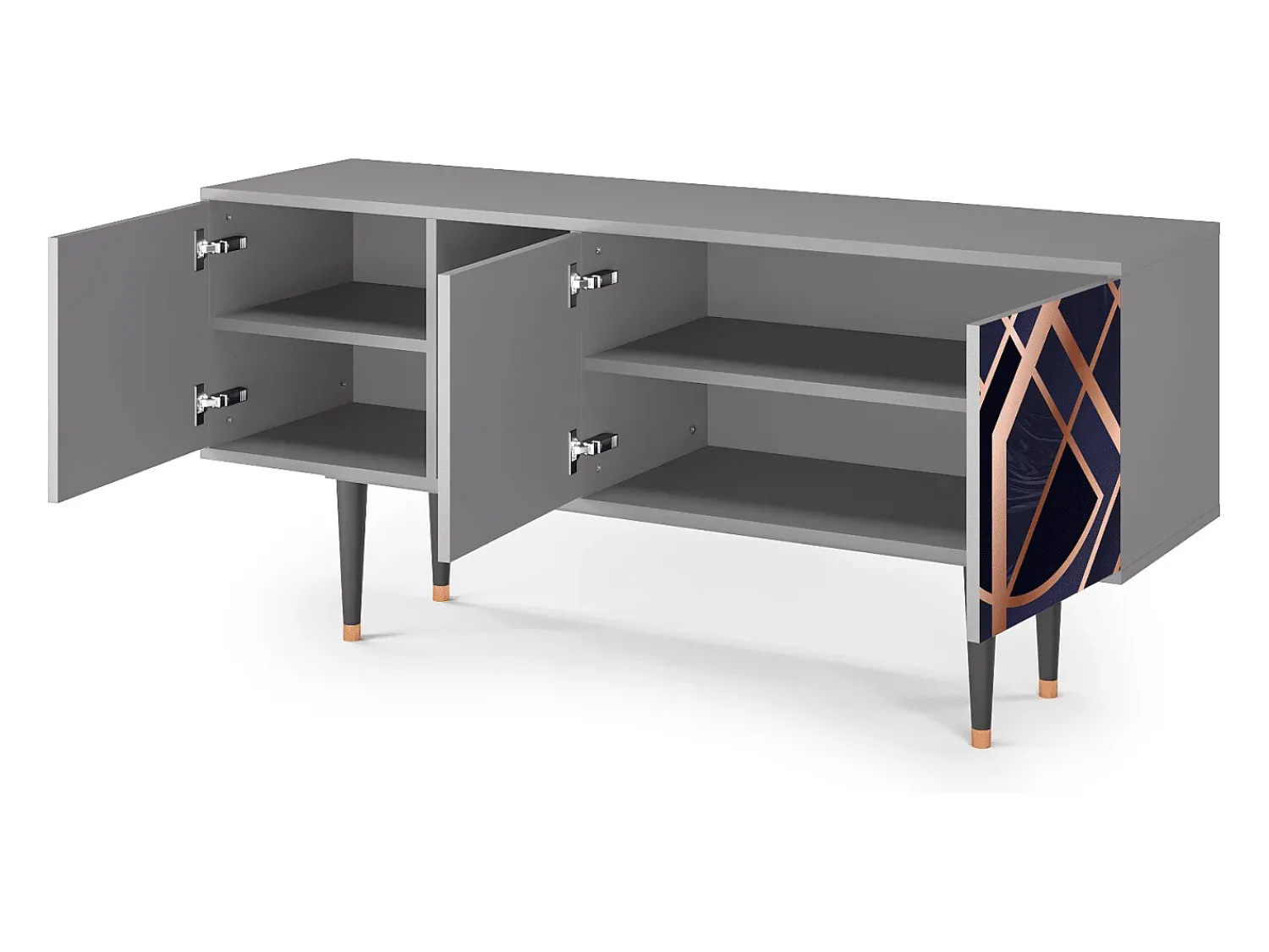 Móvel De Tv* Mueble de TV - 150х69х41 cm - T5 - Purple Temple, Cinza Cinzento