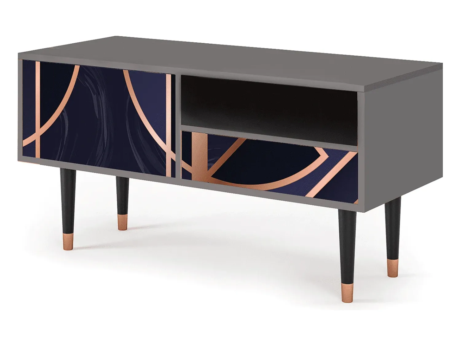 Mueble de TV - 115х59х48 cm - T3 - Purple Temple, Cinza^ Móvel De Tv