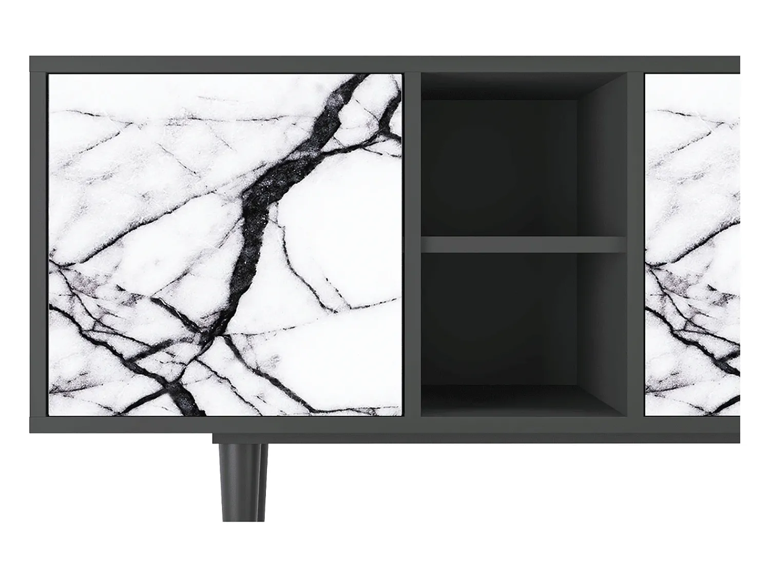 Móvel De Tv* Mueble de TV - 150х69х41 cm - T5 - Raven Marble, Antracite Cinza antracite