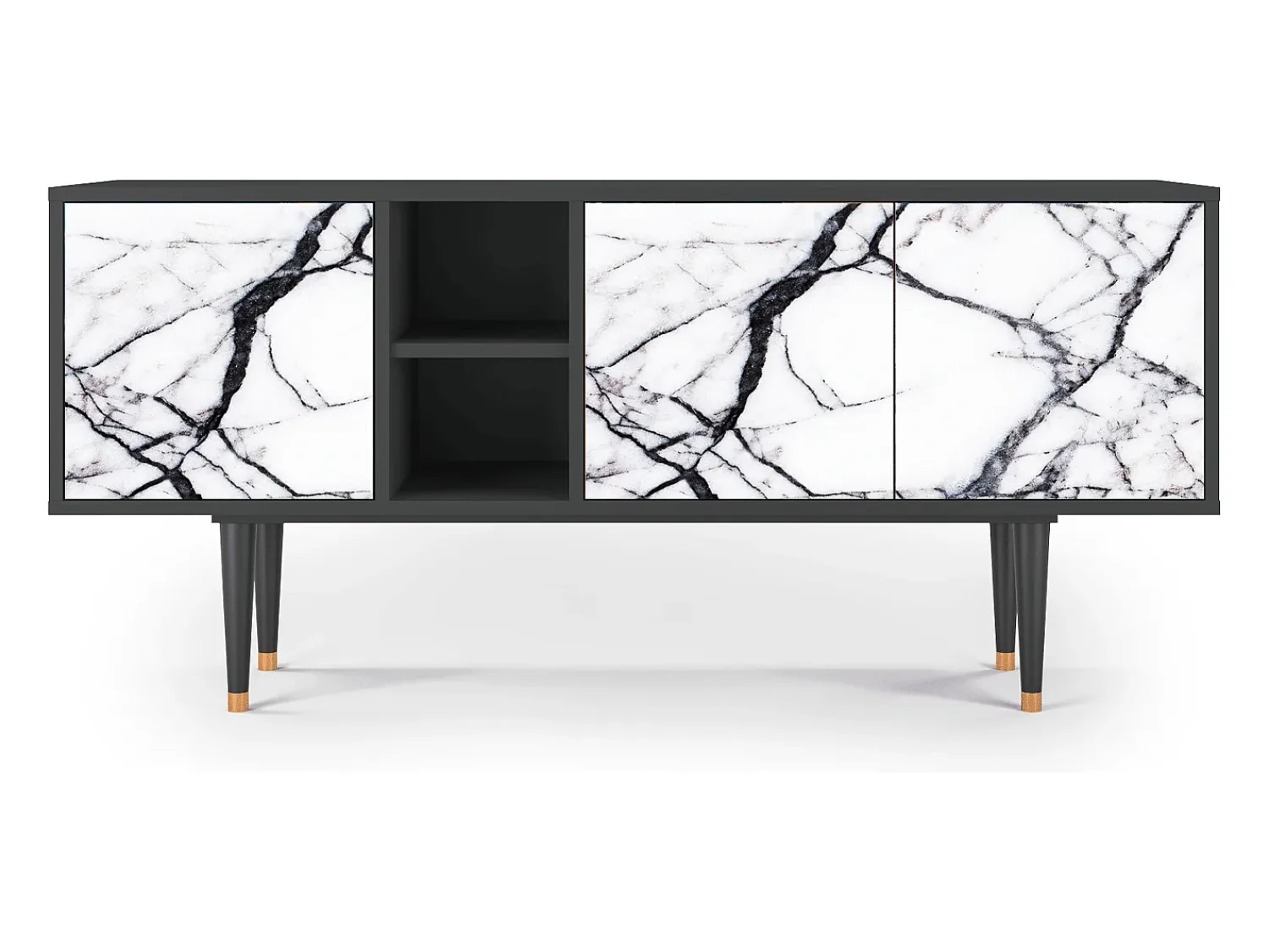 Móvel De Tv* Mueble de TV - 150х69х41 cm - T5 - Raven Marble, Antracite Cinza antracite