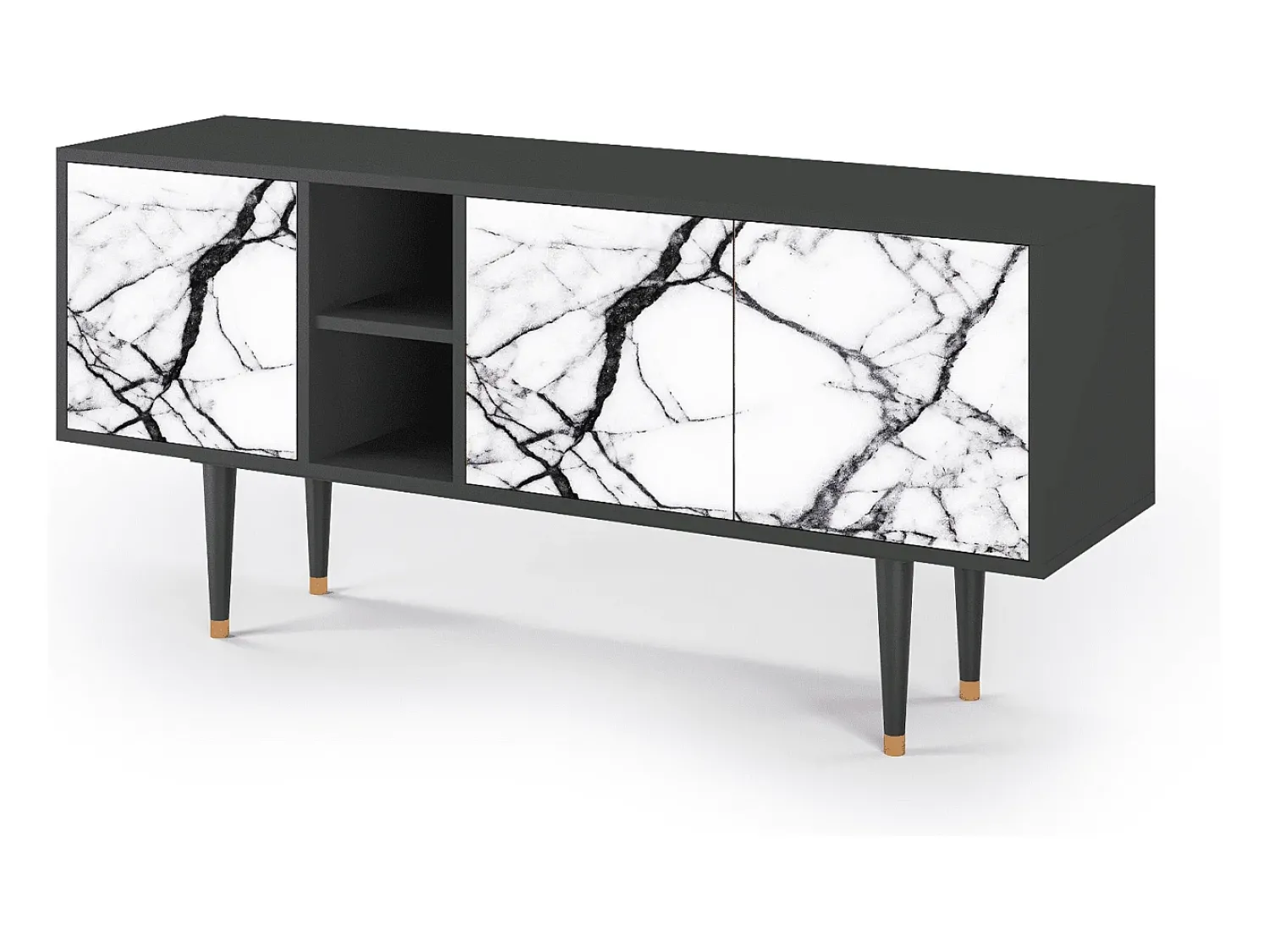 Móvel De Tv* Mueble de TV - 150х69х41 cm - T5 - Raven Marble, Antracite Cinza antracite