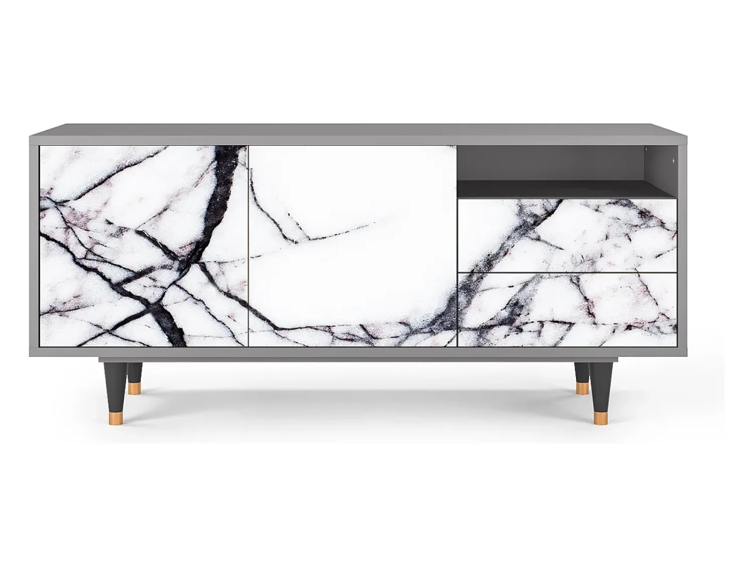 Hot Mueble de TV - 125х56х41 cm - T7 - Raven Marble, Cinza Cinzento