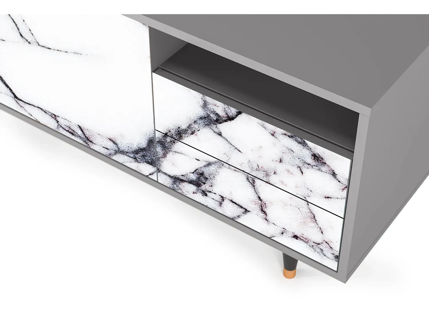 Hot Mueble de TV - 125х56х41 cm - T7 - Raven Marble, Cinza Cinzento