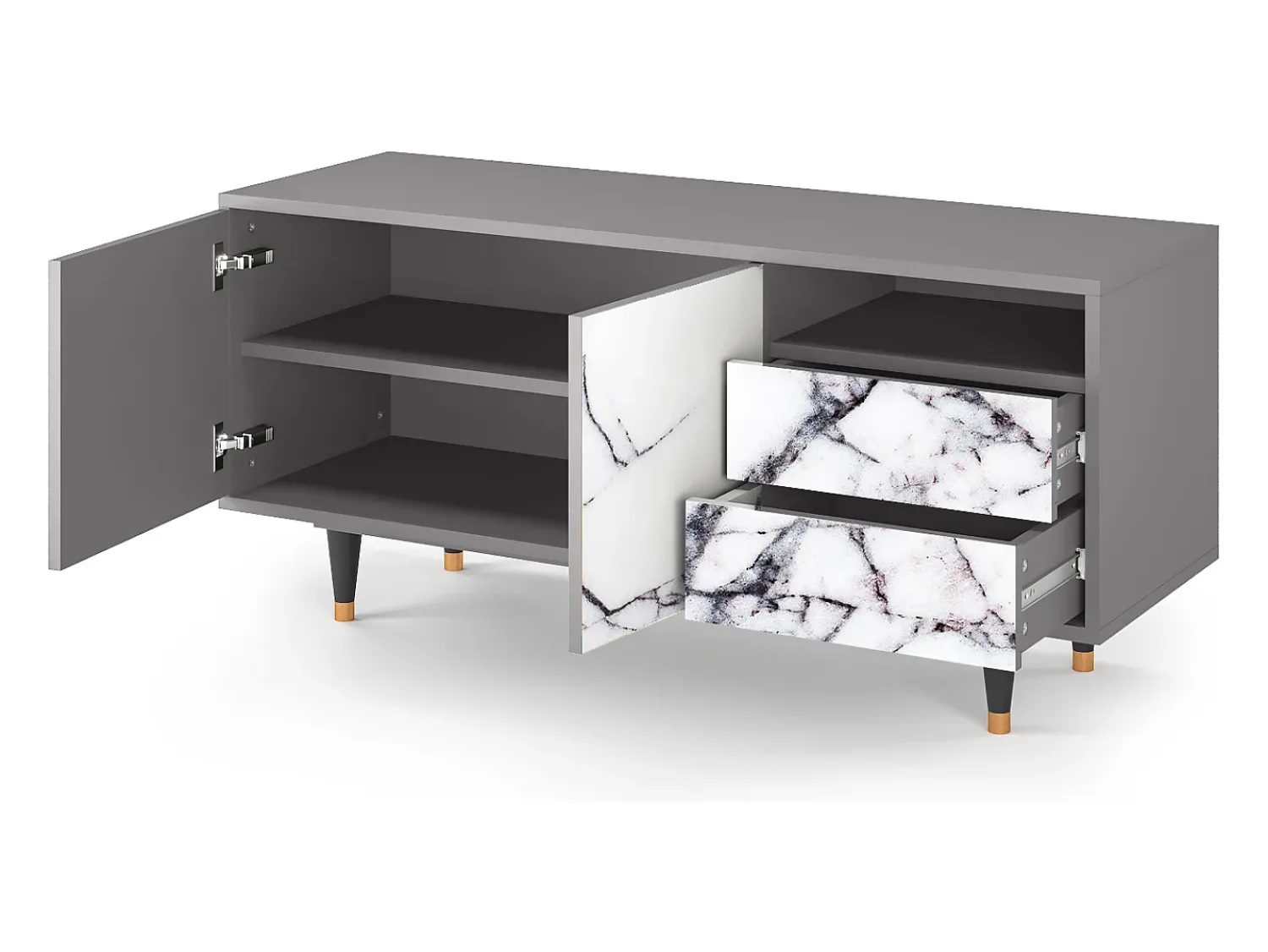 Hot Mueble de TV - 125х56х41 cm - T7 - Raven Marble, Cinza Cinzento