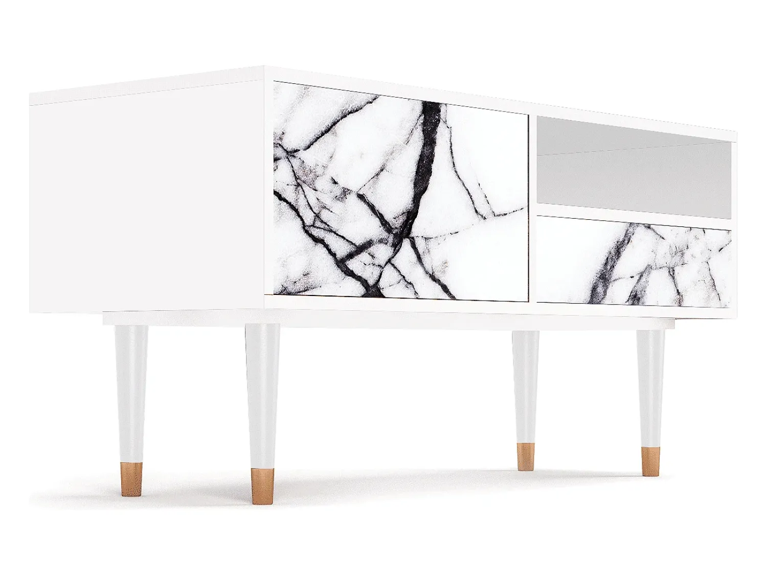 Móvel De Tv* Mueble de TV - 115х59х48 cm - T3 - Raven Marble, Branco Bege