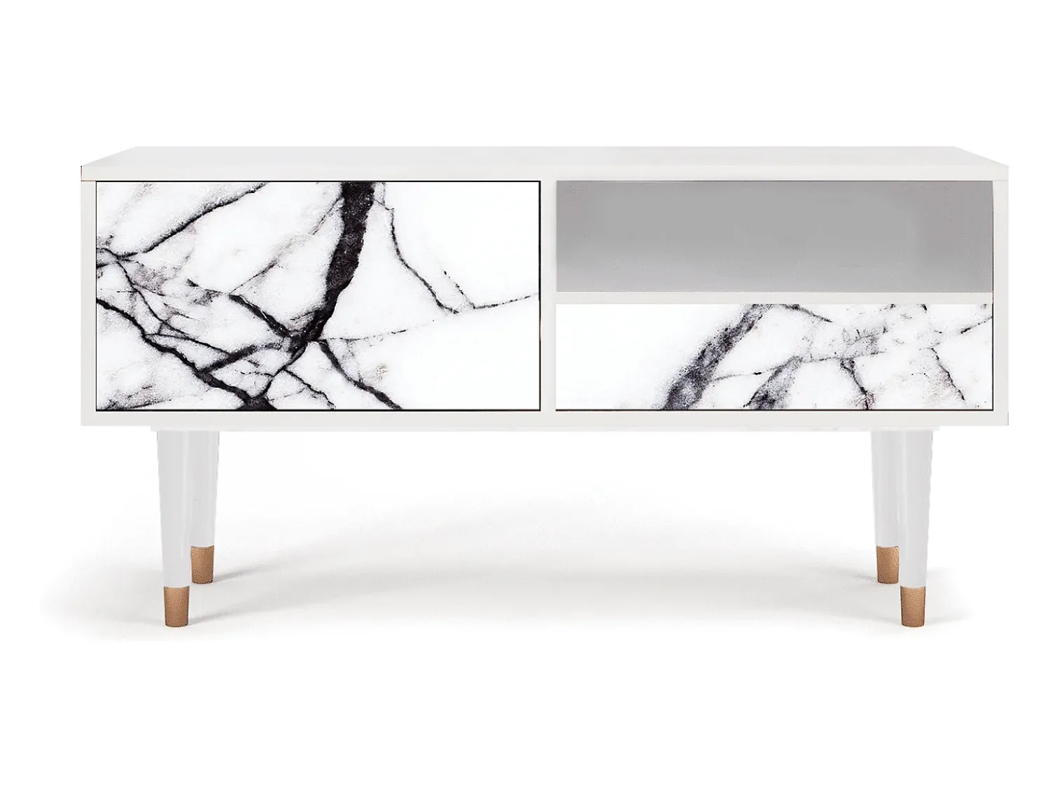 Móvel De Tv* Mueble de TV - 115х59х48 cm - T3 - Raven Marble, Branco Bege