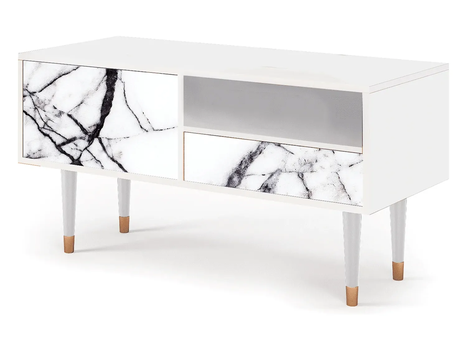 Móvel De Tv* Mueble de TV - 115х59х48 cm - T3 - Raven Marble, Branco Bege