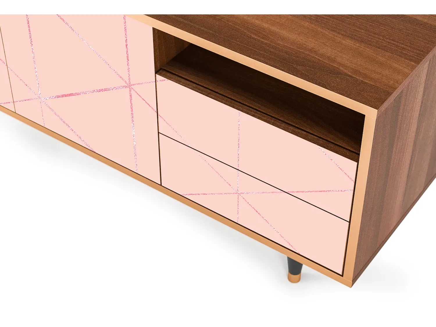 Móvel De Tv* Mueble de TV - 125х56х41 cm - T7 - Rose Quartz, Nogueira Castanho