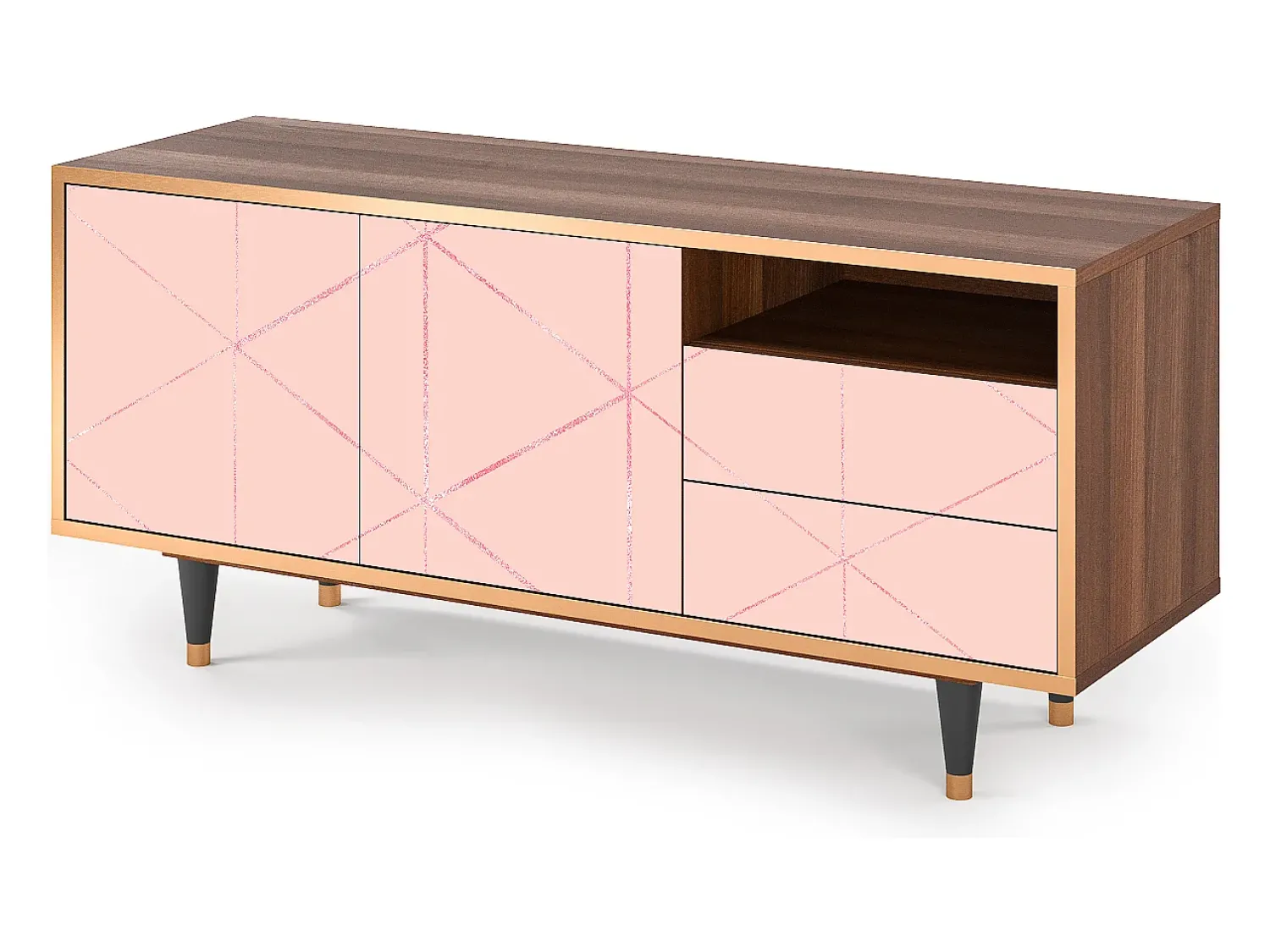 Móvel De Tv* Mueble de TV - 125х56х41 cm - T7 - Rose Quartz, Nogueira Castanho