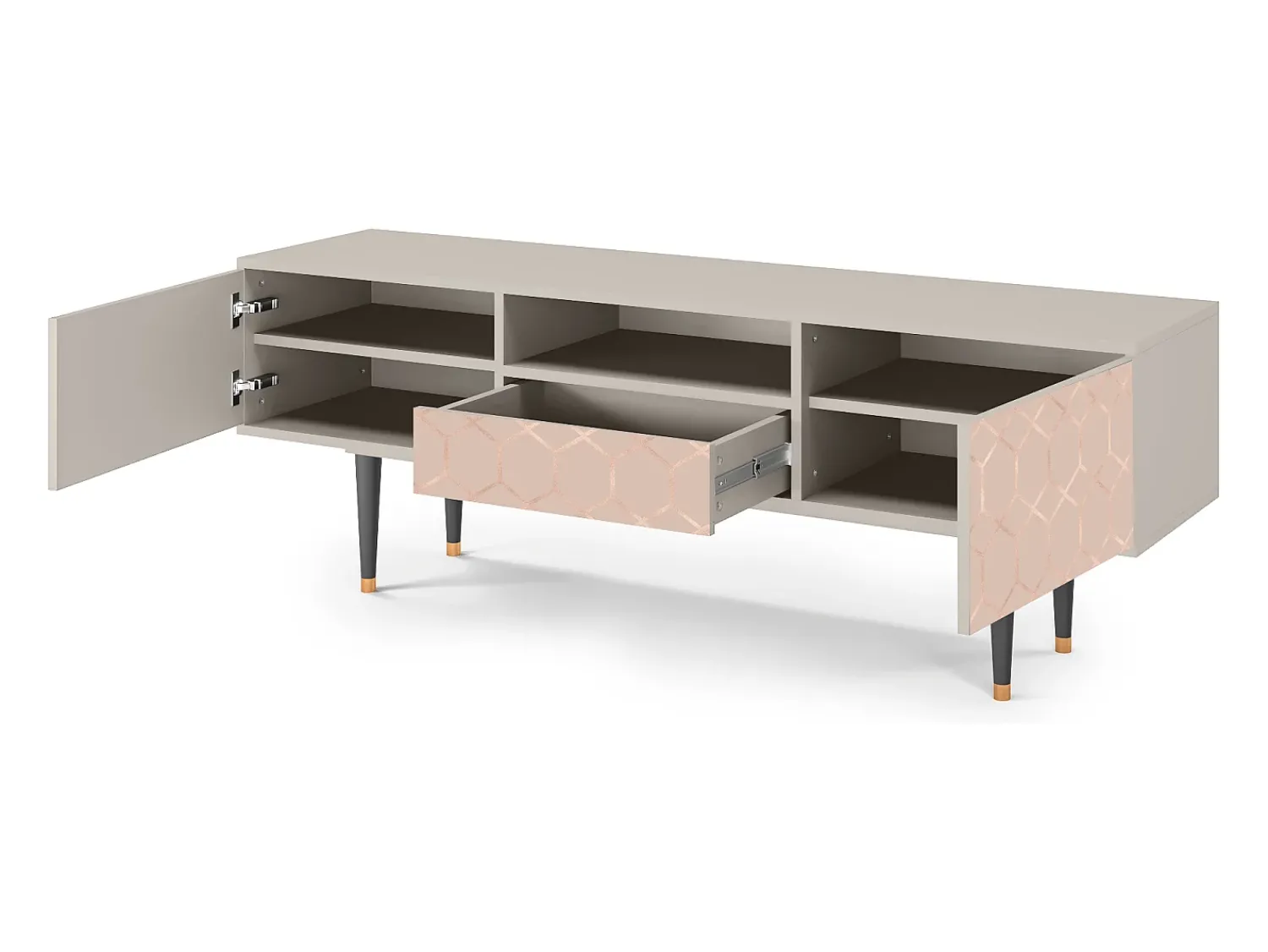 Mueble de TV - 170х59х41 cm - T6 - Rose Honeycomb, Areia^ Móvel De Tv