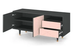 Móvel De Tv| Mueble de TV - 125х56х41 cm - T7 - Rose Quartz, Antracite Cinza antracite