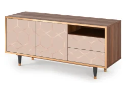 Mueble de TV - 125х56х41 cm - T7 - Rose Honeycomb, Nogueira Castanho