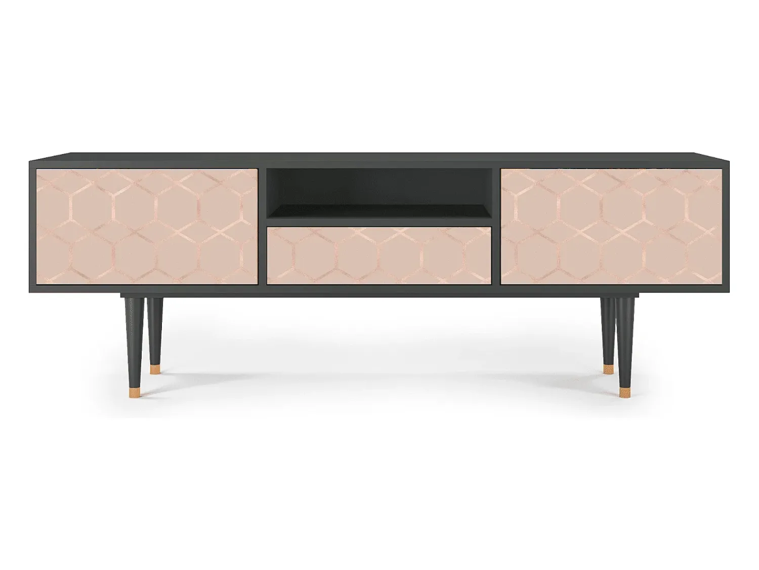 Móvel De Tv| Mueble de TV - 170х59х41 cm - T6 - Rose Honeycomb, Antracite Cinza antracite