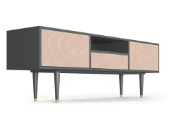 Móvel De Tv| Mueble de TV - 170х59х41 cm - T6 - Rose Honeycomb, Antracite Cinza antracite